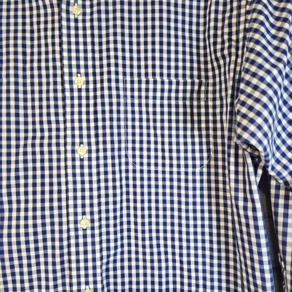 BROOKS BROTHERS LONG SLEEVE BUTTON DOWN SHIRT BLUE AND WHITE CHECKED SIZE 16.5 - Picture 5 of 5